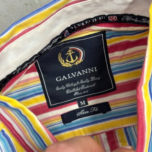 Galvanni Slim Fit Colorful Striped Button Down Shirt Medium - Picture 6 of 9